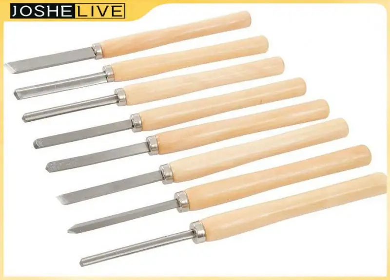 

8pcs Woodworking Turning Tool Handheld Set Extended Lathe Semicircular Knife Wood Rotary Turning Tool Inclined Knife Wood Chisel