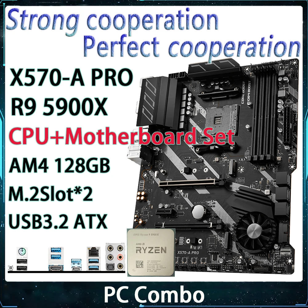R9 5900X+X570-A PRO For Msi AM4 DDR4 128G SATAIII*6 M.2Slot*2 USB3.2 ATX CPU Motherboard Set CPU Combo Works Perfectly
R9 5900X+X570-A PRO For Msi AM4 DDR4 128G SATAIII*6 M.2Slot*2 USB3.2 ATX CPU Motherboard Set CPU Combo Works Perfectly