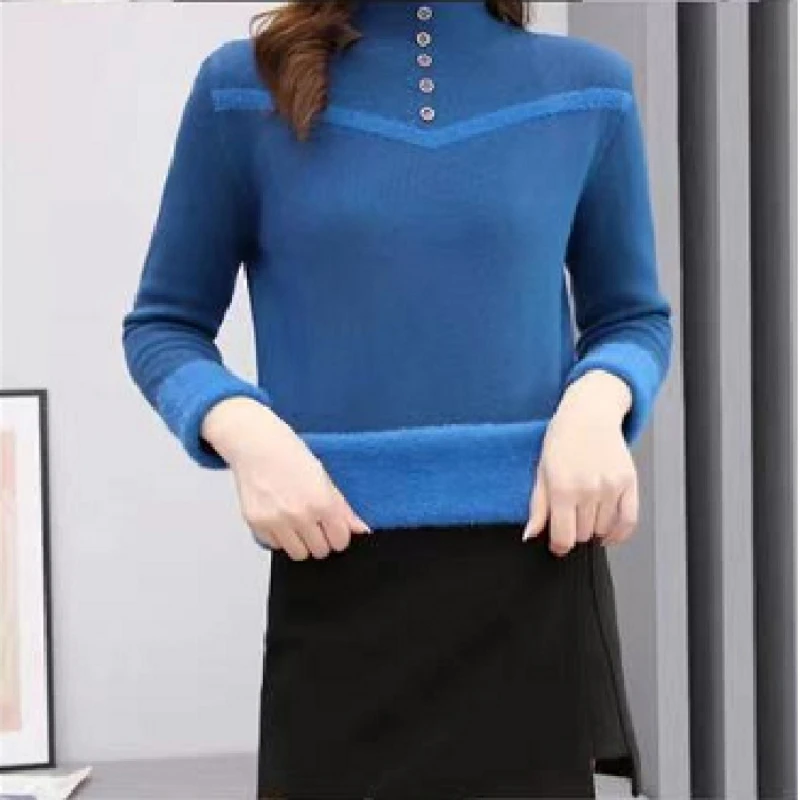 2022 New Autumn and Winter Thickened Fashion Sweater Women's Half High Collar Warm Knitted Button Sweater Solid Color
2022 New Autumn and Winter Thickened Fashion Sweater Women's Half High Collar Warm Knitted Button Sweater Solid Color
