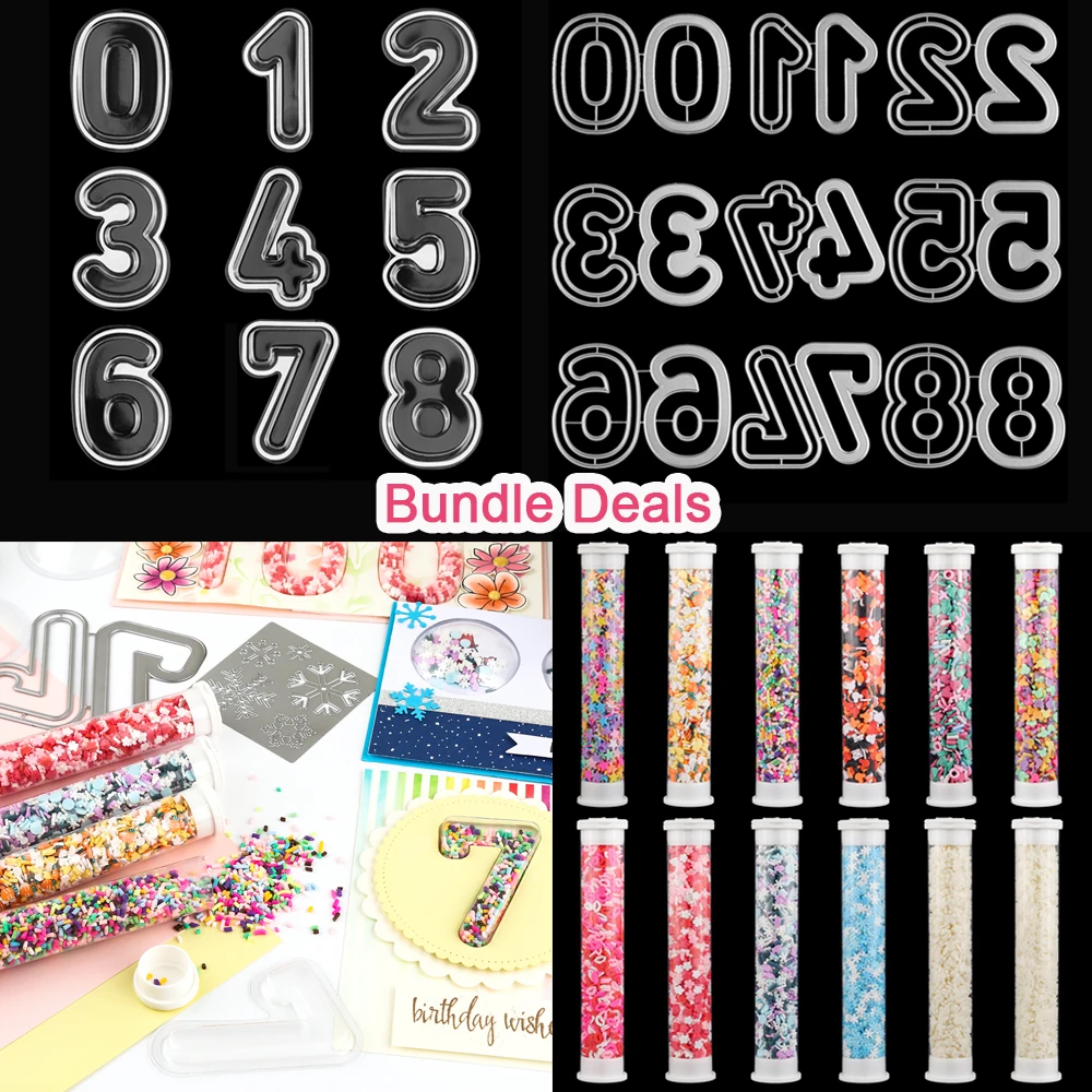 Bundle Deals 60-270pcs Number 0-9 Dies Shakers Set &Polymer Clay For Shaker Cards Making Puffy 3D Shaker Covers To Add Dimension
Bundle Deals 60-270pcs Number 0-9 Dies Shakers Set &Polymer Clay For Shaker Cards Making Puffy 3D Shaker Covers To Add Dimension