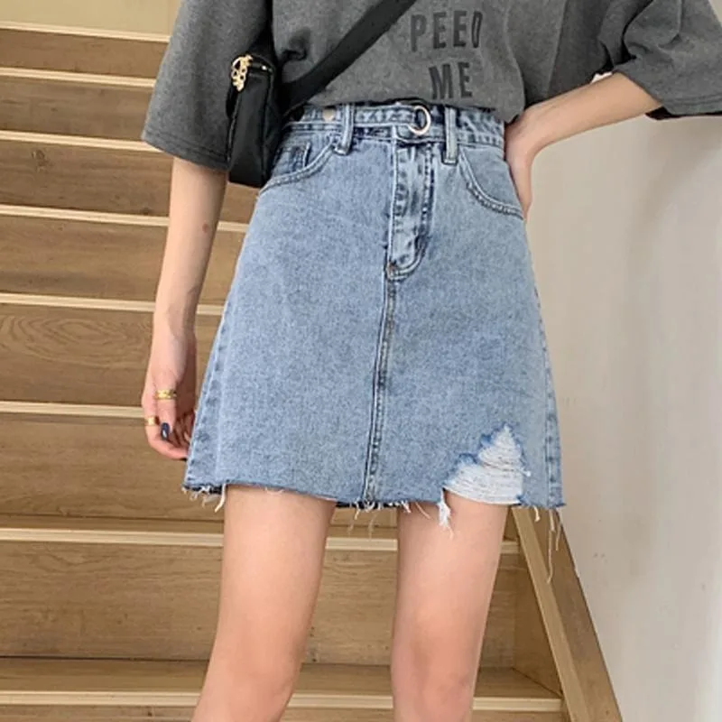 Skirts Women Denim Distressed Korean Style Chic Trendy Leisure Basic Simple All-match College Students Streetwear Teen Female
Skirts Women Denim Distressed Korean Style Chic Trendy Leisure Basic Simple All-match College Students Streetwear Teen Female