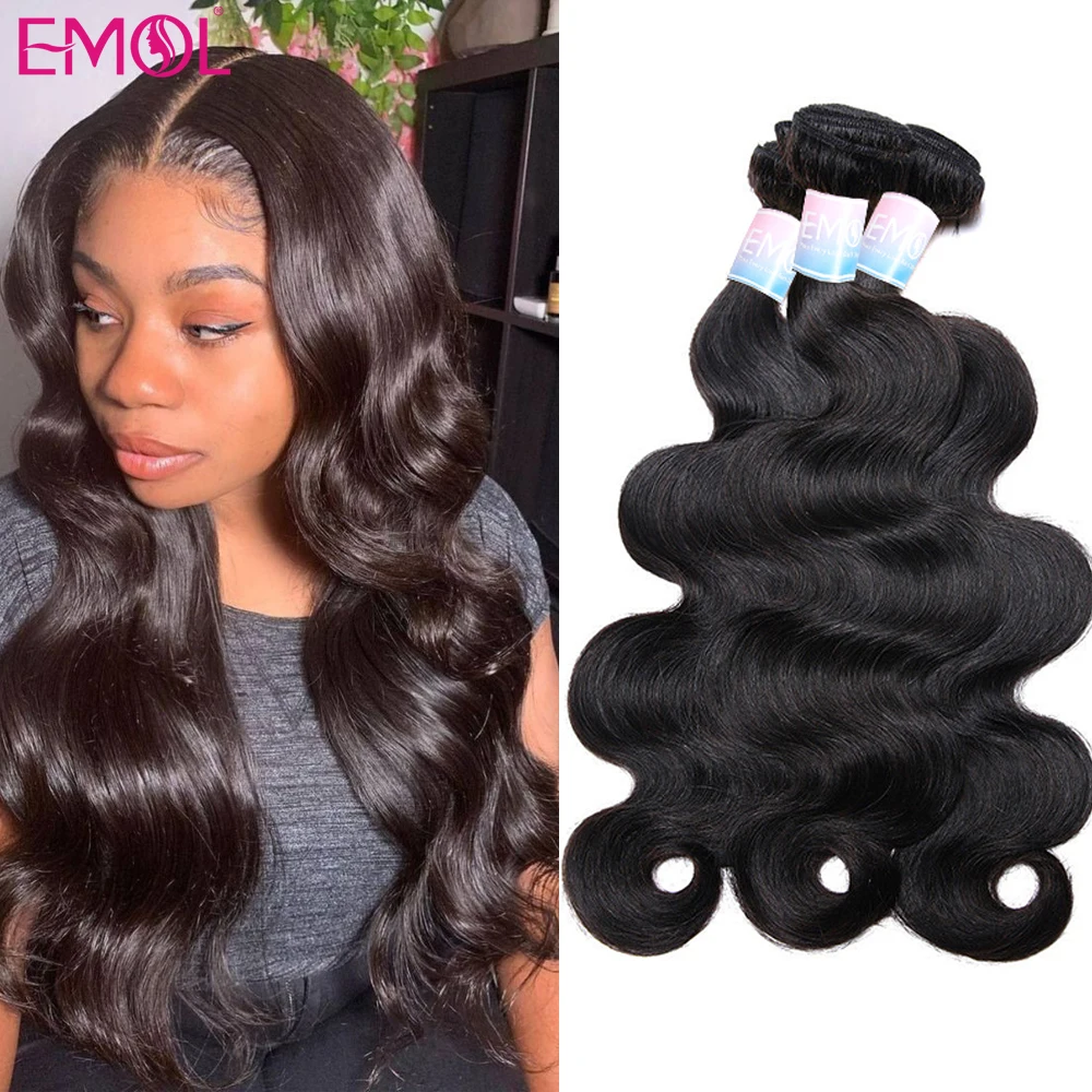 EMOL Body Wave Bundles Human Hair Weave Natural Black Brazilian Weave Extensions 1/3/4 PCS Hair Body Wave Extensions 8-28 Inch
EMOL Body Wave Bundles Human Hair Weave Natural Black Brazilian Weave Extensions 1/3/4 PCS Hair Body Wave Extensions 8-28 Inch