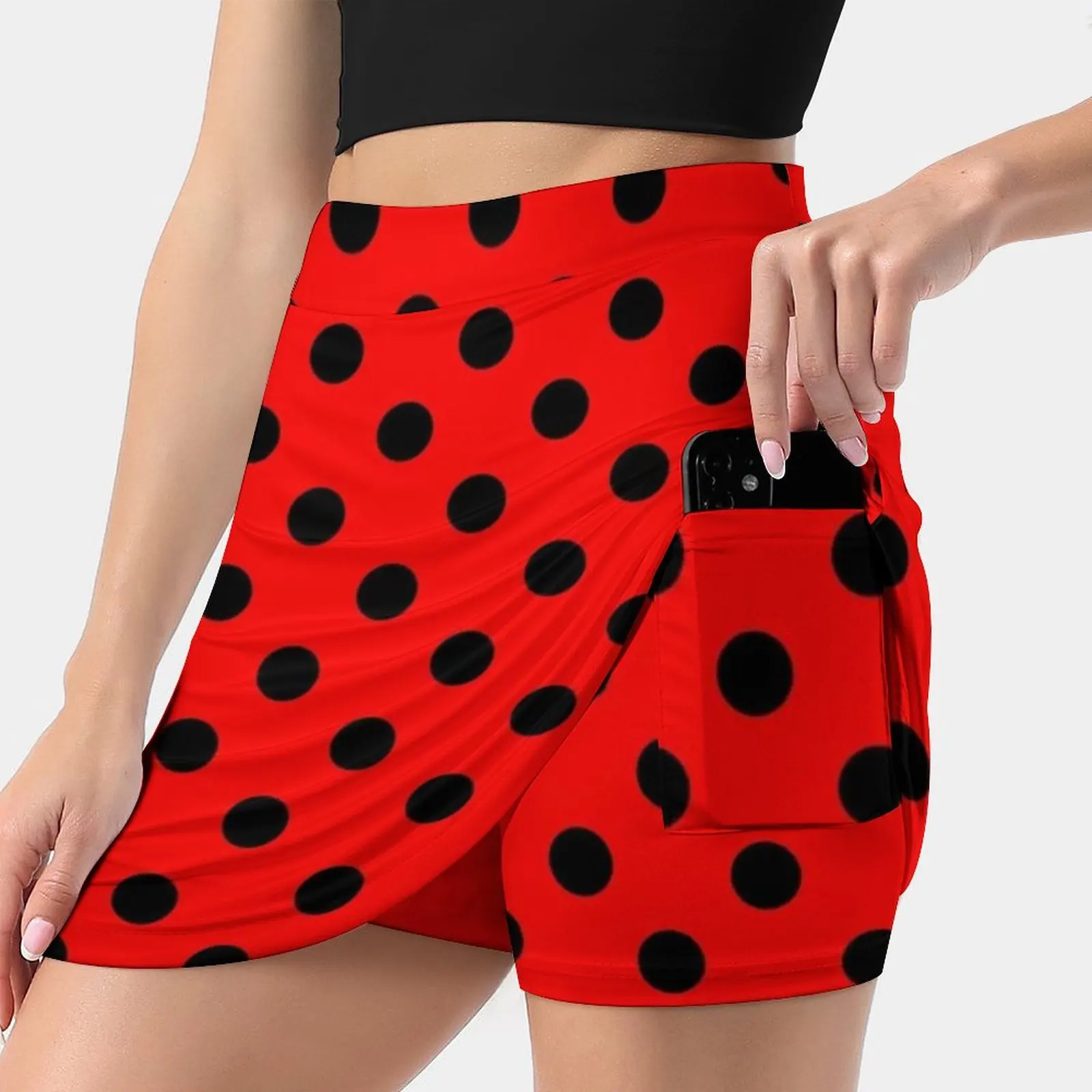 

Red And Black Polka Dots | Pattern | Halloween Outfit Korean Fashion Skirt Summer Skirts For Women Light Proof Trouser Skirt