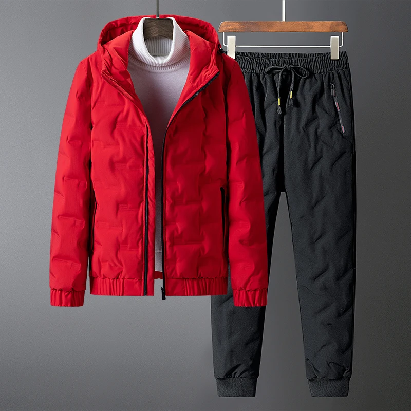 Winter new men's thick down jacket suit middle-aged men's casual outer wear plus velvet two-piece suit
Winter new men's thick down jacket suit middle-aged men's casual outer wear plus velvet two-piece suit