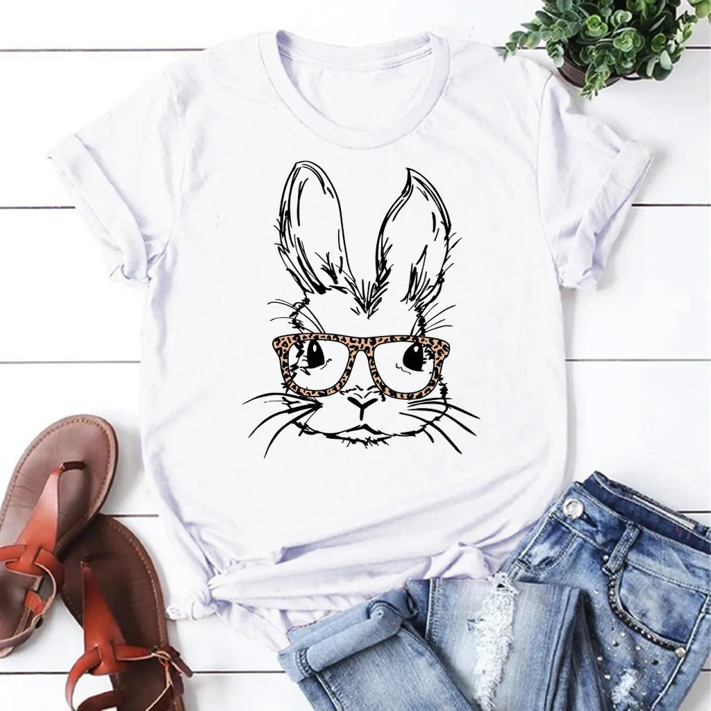 Printing Bunny Short Women Sleeve Tops T-Shirt Tee Blouse Tunic Easter O-Neck Women's T-Shirts
Printing Bunny Short Women Sleeve Tops T-Shirt Tee Blouse Tunic Easter O-Neck Women's T-Shirts