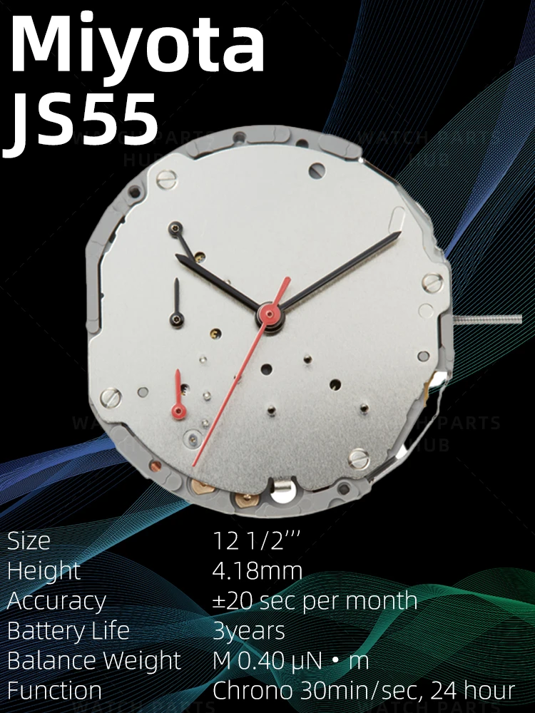 

New Miyota JS55 Watch Movement Citizen Genuine Original Quartz Mouvement Automatic Movement 6 Hands Date At 3:00 Watch Parts