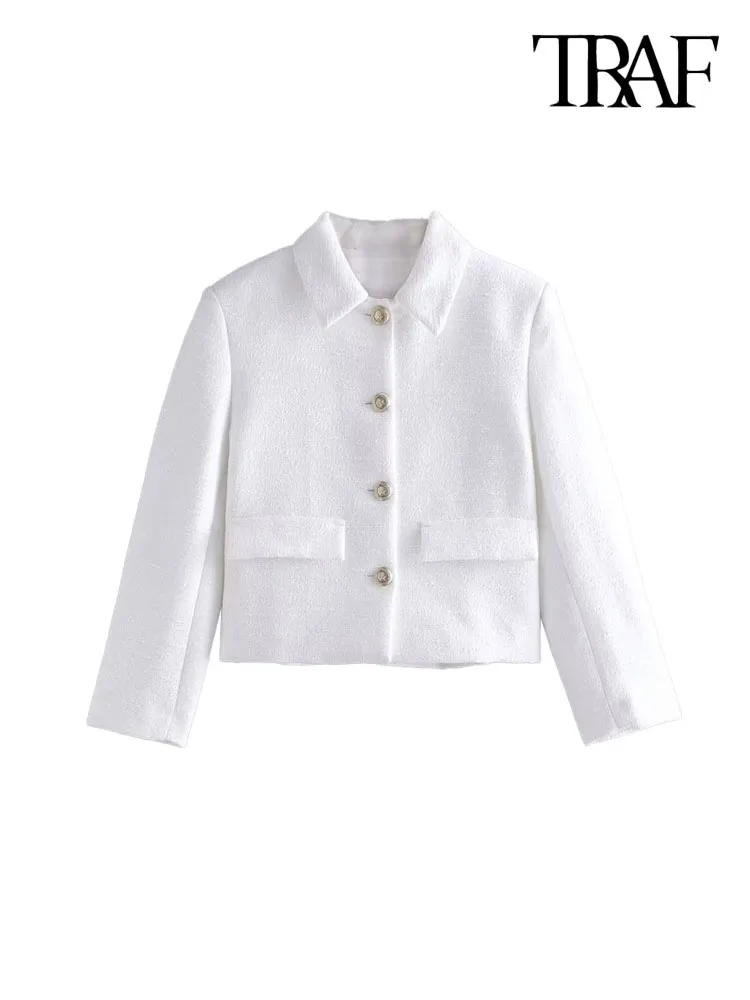 TRAF Women Fashion With Gold Button Jacket Coat Vintage Lapel Collar Long Sleeve Female Outerwear Chic Tops
TRAF Women Fashion With Gold Button Jacket Coat Vintage Lapel Collar Long Sleeve Female Outerwear Chic Tops
