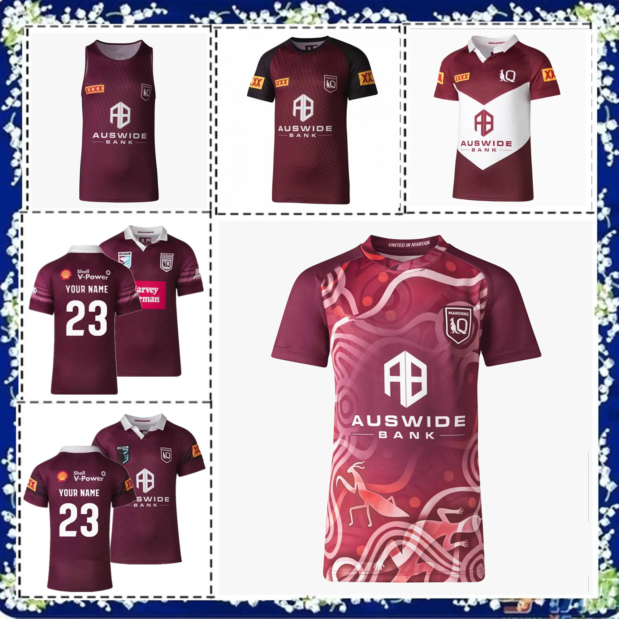 

2023 QLD Maroons Indigenous Jersey 2023/24 QUEENSLAND MAROONS STATE OF ORIGIN COMMEMORATIVE ANZAC TRAINING JERSEY size S-5XL
