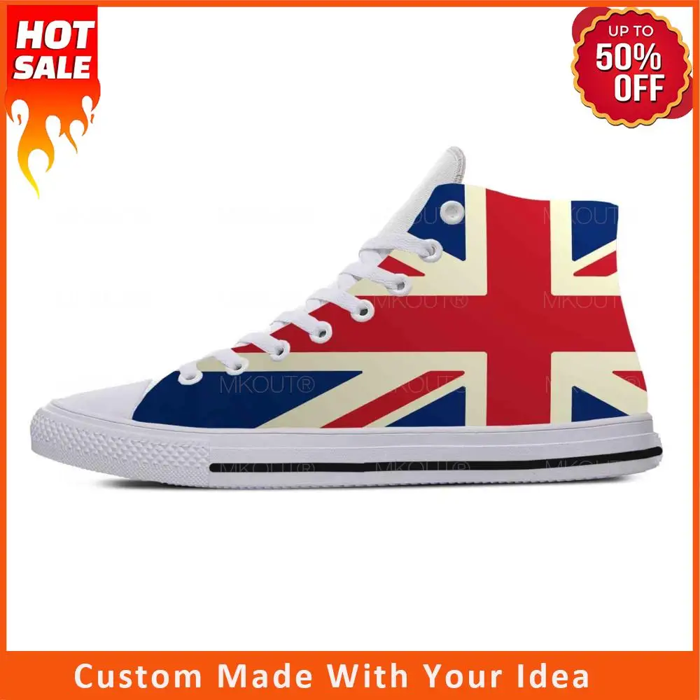 

UK England Union Jack British Great Britain Flag Casual Cloth Shoes High Top Comfortable Breathable 3D Print Men Women Sneakers