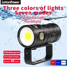 LetonPower Diving Flashlight COB 18000Lumens underwater flashlight LED scuba dive light 100m waterproof Underwater Video Torch