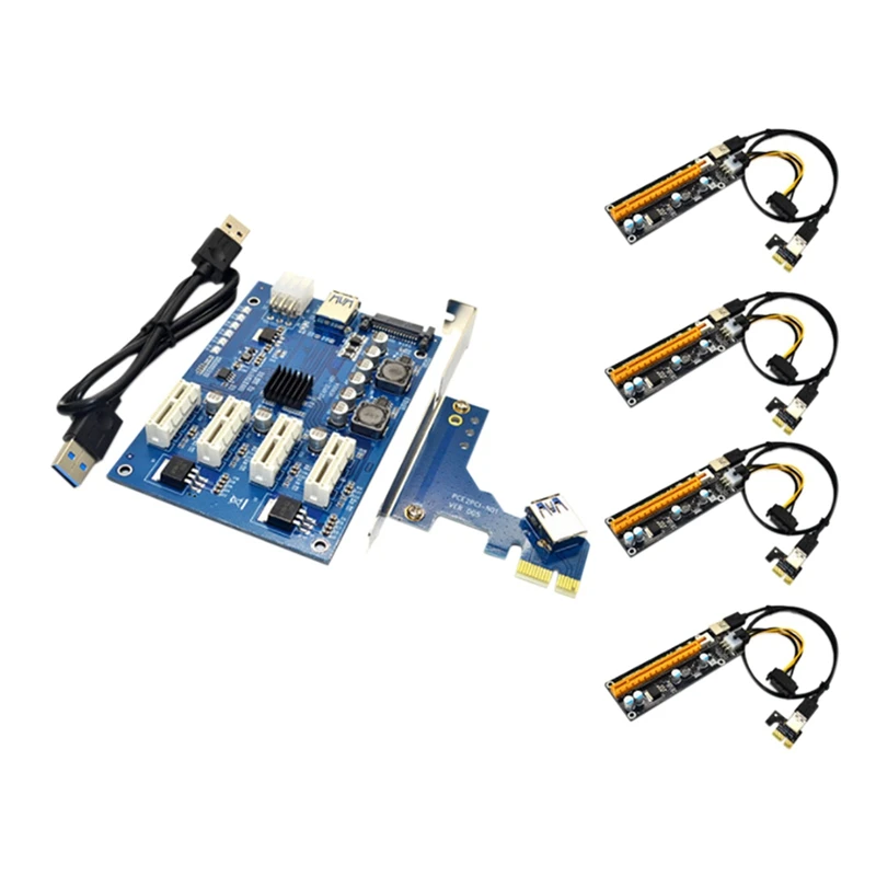 PCI-E 1 To 4PCI-E X16 Expansion Kit 1To4 Port PCI Express Switch Multiplier HUB 6Pin USB Riser Card For BTC Miner Mining
PCI-E 1 To 4PCI-E X16 Expansion Kit 1To4 Port PCI Express Switch Multiplier HUB 6Pin USB Riser Card For BTC Miner Mining