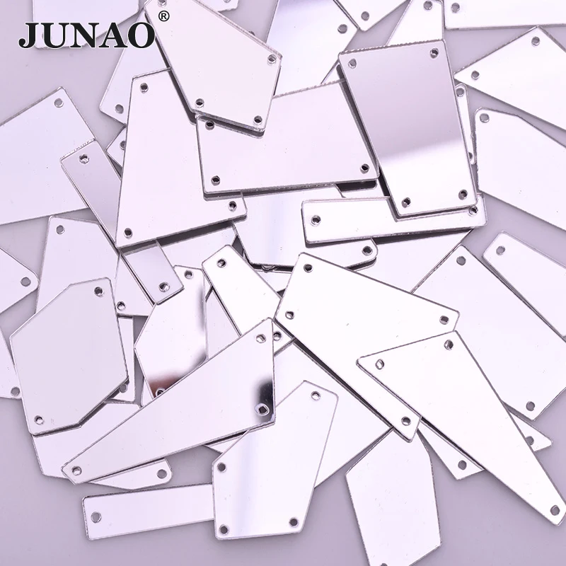 

JUNAO 20pcs Mix Size Clear Sewing Mirror Rhinestones Applique Flatback Crystals Acrylic Sew On Strass for Clothes Accessories