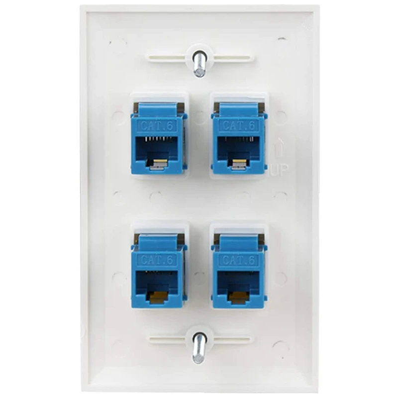 Ethernet настенная пластина 4 порта настенная пластина мама-мама совместимая с устройствами Ethernet Cat7/6/6E/5/5E-голубая
Ethernet настенная пластина 4 порта настенная пластина мама-мама совместимая с устройствами Ethernet Cat7/6/6E/5/5E-голубая