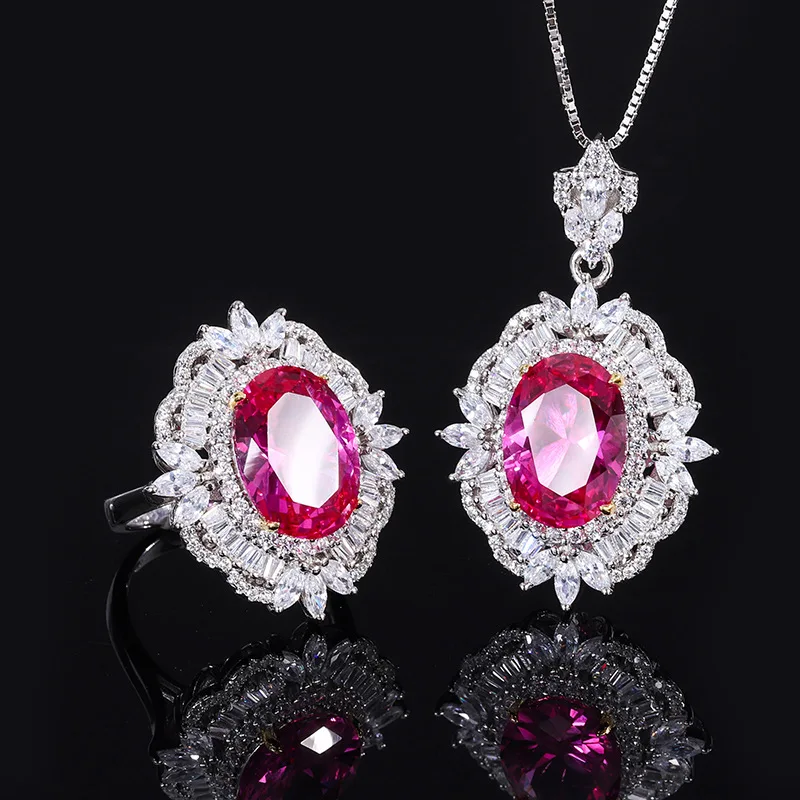 S925 Full body silver Tiktok hot sale lady rose ruby retro style pendant jewelry ring set main stone 10 * 14
S925 Full body silver Tiktok hot sale lady rose ruby retro style pendant jewelry ring set main stone 10 * 14