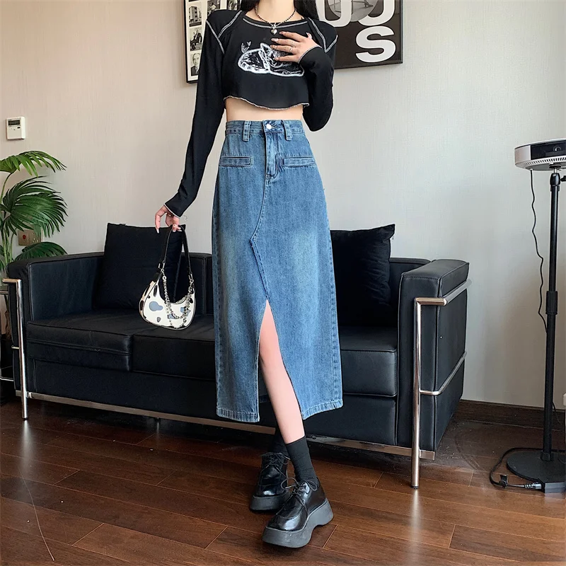 Trendy Denim Skirt Women Chic Summer Split Mid-length A-line Skirt Popular Fashion Harajuku Style Slim Jeans Skirt Y2k Skirt
Trendy Denim Skirt Women Chic Summer Split Mid-length A-line Skirt Popular Fashion Harajuku Style Slim Jeans Skirt Y2k Skirt
