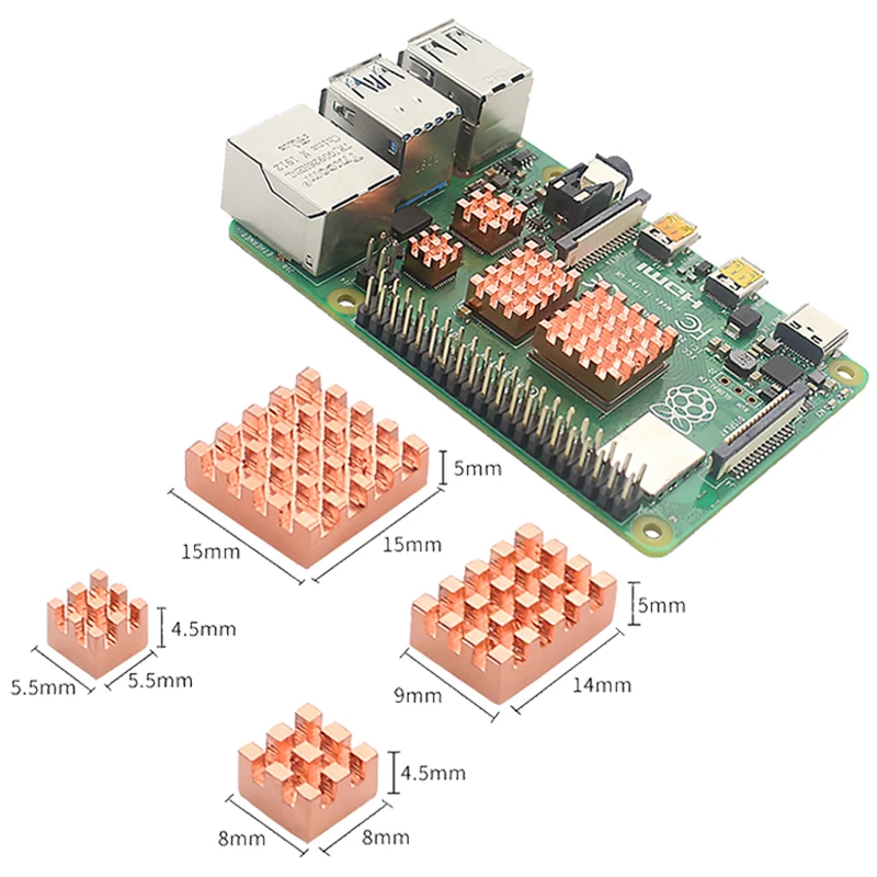 4Pcs Replacement Copper Heatsink Kit Cooling Accessories For Raspberry Pi 4 Model B
4Pcs Replacement Copper Heatsink Kit Cooling Accessories For Raspberry Pi 4 Model B