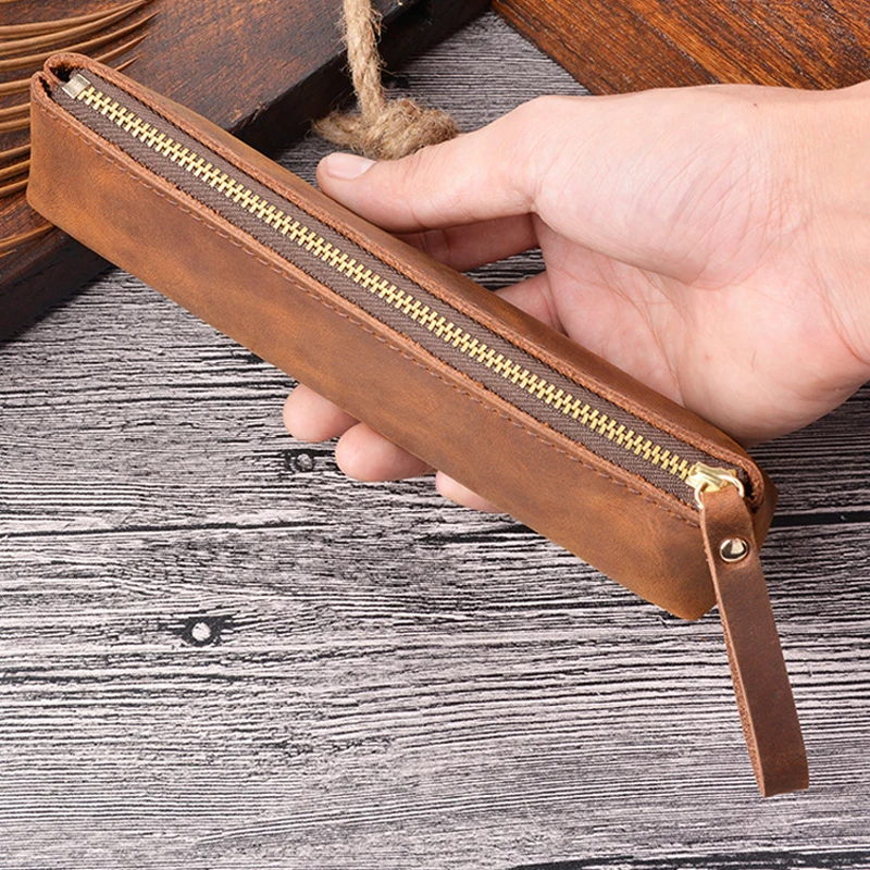 Zipper Cowhide Pencilcase 100% Genuine Leather Pencil Case Handmade Stationery Holder Writing Materials Bag School Office
Zipper Cowhide Pencilcase 100% Genuine Leather Pencil Case Handmade Stationery Holder Writing Materials Bag School Office