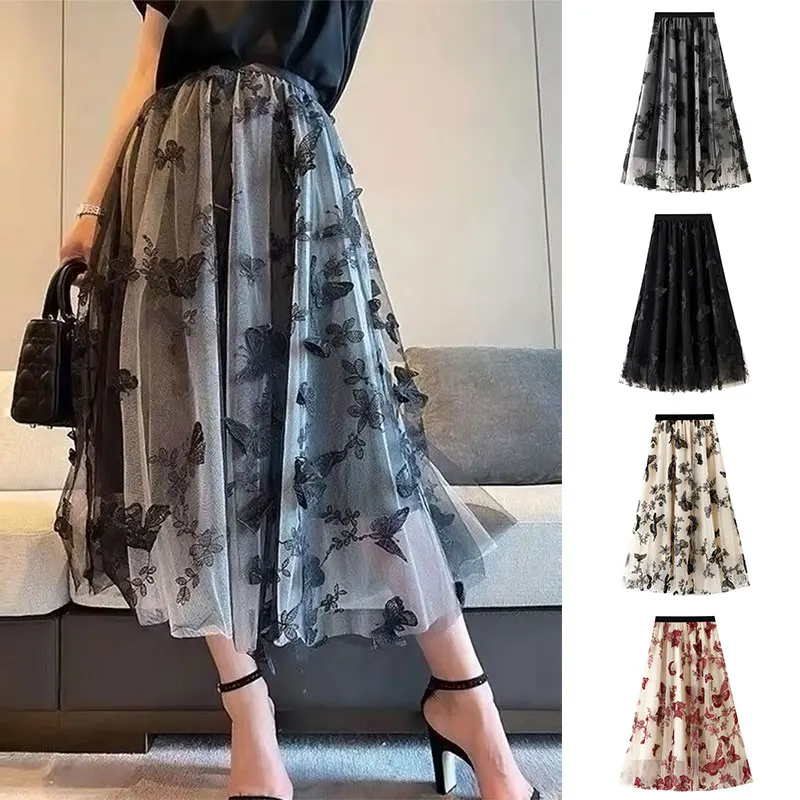 High Quality Embroidery Butterfly Two Layer Mesh Pleated Skirt Women 2022 Spring Summer High Waist Long Skirts Womens Elegant
High Quality Embroidery Butterfly Two Layer Mesh Pleated Skirt Women 2022 Spring Summer High Waist Long Skirts Womens Elegant