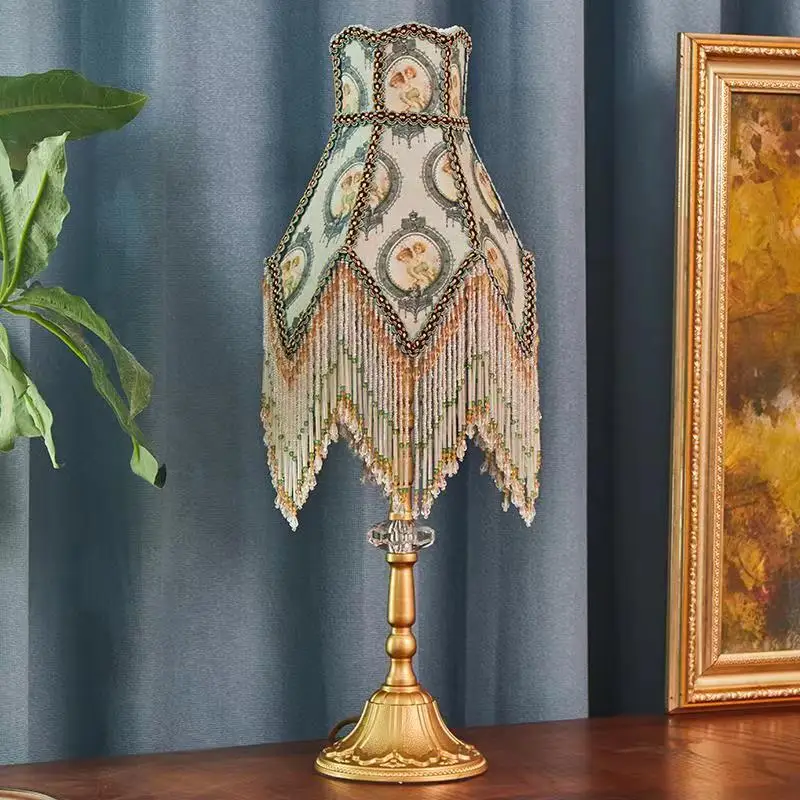 European Style Idyllic and Retro Creative Tassel Desktop Plug-in American Gift Warm Princess Room Bedroom Bedside Lamp
European Style Idyllic and Retro Creative Tassel Desktop Plug-in American Gift Warm Princess Room Bedroom Bedside Lamp