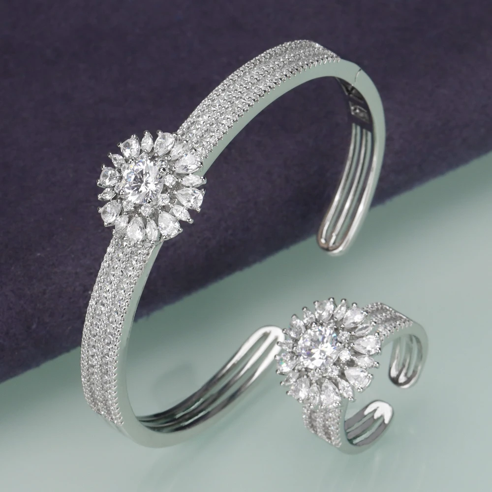 BrideTalk Luxury Bangle Rings Set For Dubai Women Wedding Full Cubic Zirconia CZ Dubai Bracelet Party Jewelry
BrideTalk Luxury Bangle Rings Set For Dubai Women Wedding Full Cubic Zirconia CZ Dubai Bracelet Party Jewelry