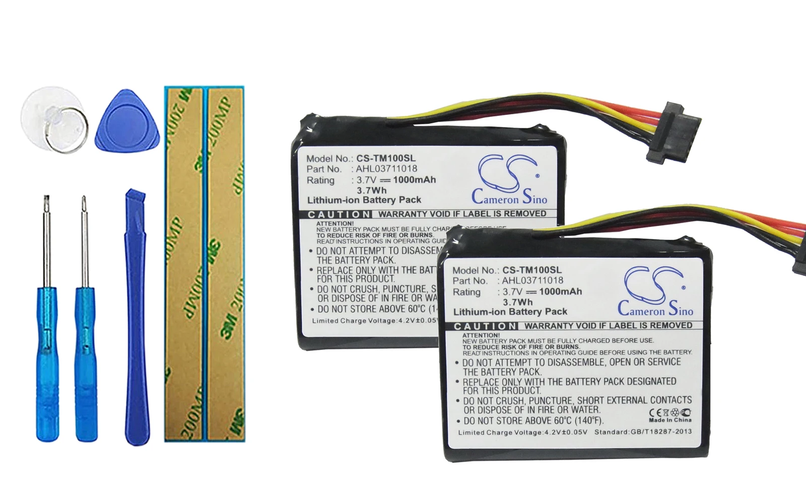 

2pack 1000mA Battery for TomTom Go Live 1005, Go Live 2050, Go Live 2050 World 4CQ02, AHL03711018, VF1C