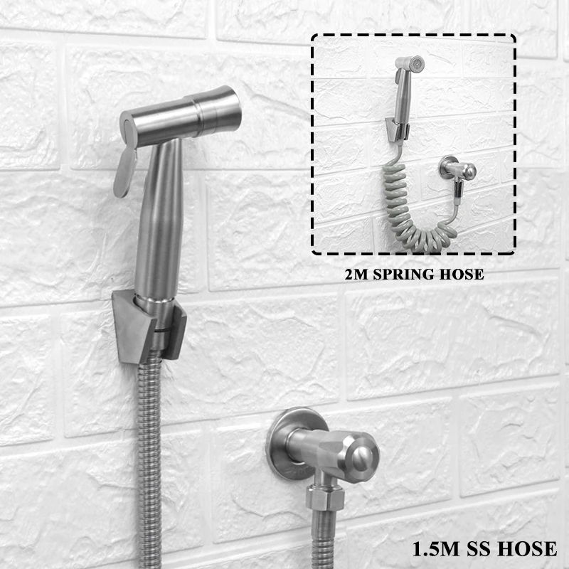 Brushed Stainless Steel Douche Kit Double Spray Handheld Bidet Sprayer Toilet Bidet Faucet Shattaf Valve Jet Set Hygienic Shower 
Brushed Stainless Steel Douche Kit Double Spray Handheld Bidet Sprayer Toilet Bidet Faucet Shattaf Valve Jet Set Hygienic Shower