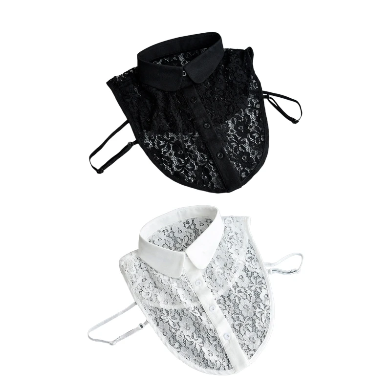 Women Elegant Hollow Out Floral Lace Detachable Collar Dickey Office Lady Lapel Button Down Half Shirt Blouse Top Decor
Women Elegant Hollow Out Floral Lace Detachable Collar Dickey Office Lady Lapel Button Down Half Shirt Blouse Top Decor