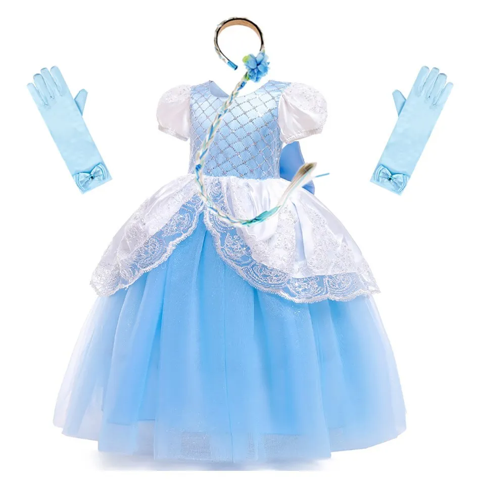 Cinderella Dress Cosplay Costumes for Girls Boutique Outfits Blue Princess Tutu Dress Kids Halloween Costumes Princess Hair Wig
Cinderella Dress Cosplay Costumes for Girls Boutique Outfits Blue Princess Tutu Dress Kids Halloween Costumes Princess Hair Wig