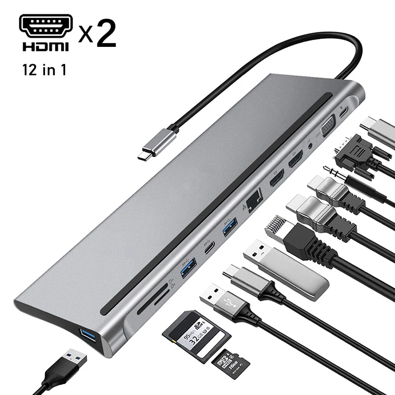 Док-станция для ноутбука Lenovo ThinkPad HP Dell XPS, док-станция с двойным HDMI экраном, USB C, док-станция
Док-станция для ноутбука Lenovo ThinkPad HP Dell XPS, док-станция с двойным HDMI экраном, USB C, док-станция