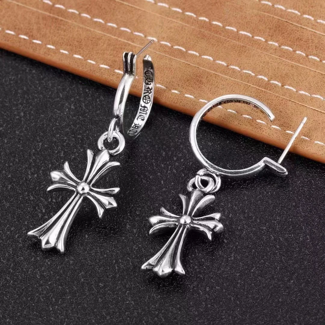 Tide men sterling silver cross buckle earrings long earrings exaggerated personality earrings for women 
Tide men sterling silver cross buckle earrings long earrings exaggerated personality earrings for women