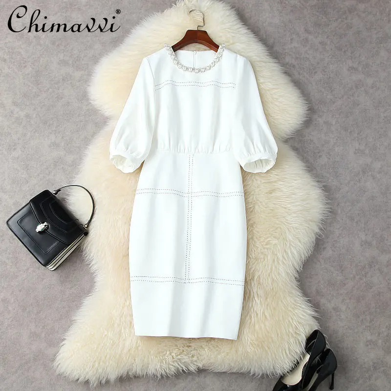 2022 Spring New Heavy Beads Round Neck Lantern Sleeve Dress Feminine Tight Waist French Fashion Temperament Sheath Split Dress
2022 Spring New Heavy Beads Round Neck Lantern Sleeve Dress Feminine Tight Waist French Fashion Temperament Sheath Split Dress