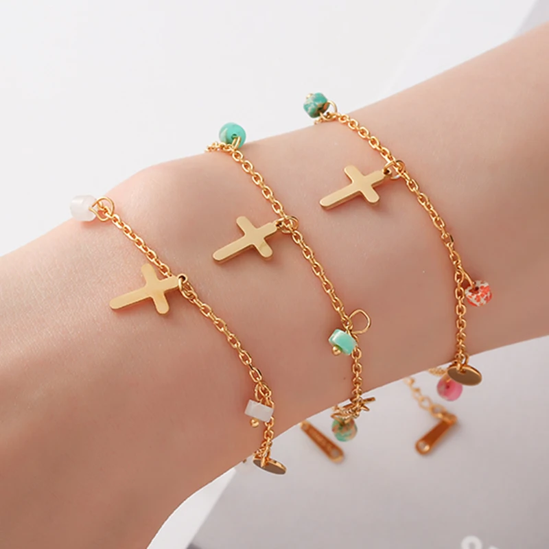 Cross Pendant Bracelets Hollow Out Natural Stone Stainless Steel Colour Ethnic Charm Bracelet for Women Fashion Jewelry
Cross Pendant Bracelets Hollow Out Natural Stone Stainless Steel Colour Ethnic Charm Bracelet for Women Fashion Jewelry