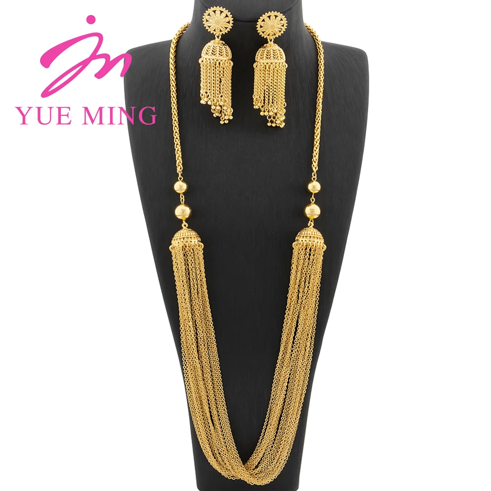 Wedding African Jewelry Set Gold Color Nigerian Women Necklace Party Fashion Tassel Earrings Flower Hollow Jewellery Accessory 
Wedding African Jewelry Set Gold Color Nigerian Women Necklace Party Fashion Tassel Earrings Flower Hollow Jewellery Accessory