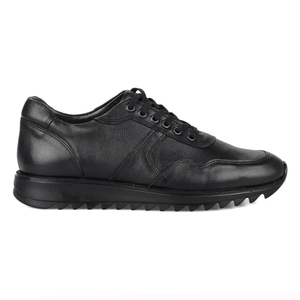 

FootCourt- New Style Genuine Leather Men Black Sneakers Breathable Thick Sole Office Footwear Lace Up Shoes New Season Sneakers