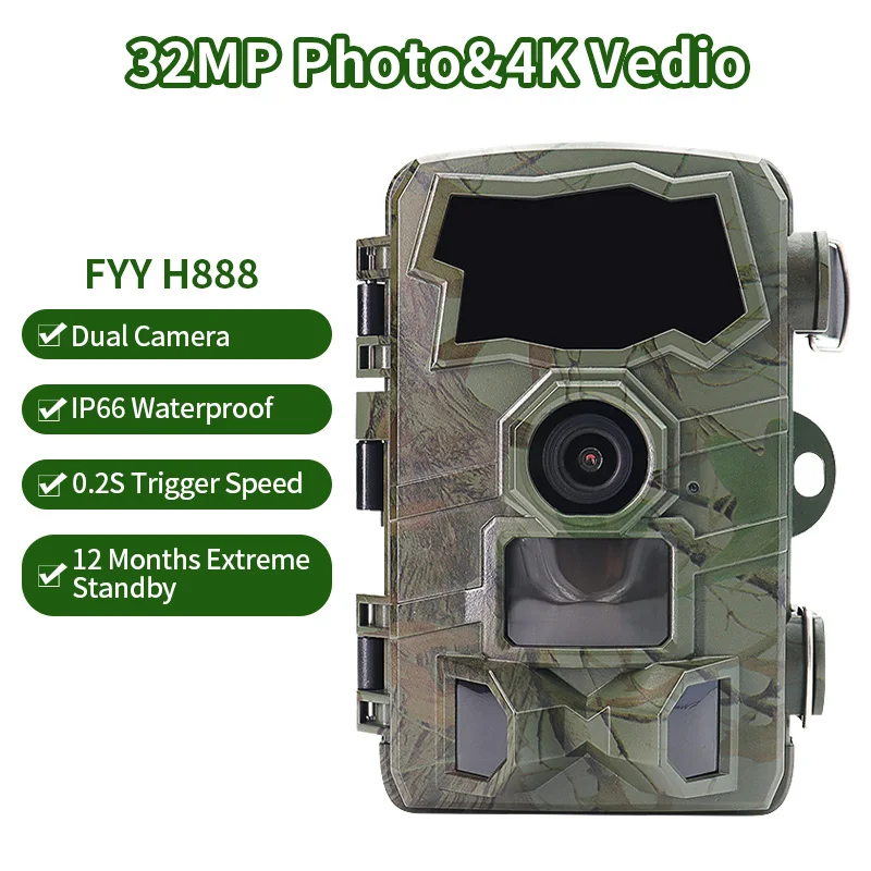 32MP 4K WIFI Hunting Trail Camera Infrared Night Vision Motion Activated Outdoor Tracking Camera Trigger for Wildlife Scouting
32MP 4K WIFI Hunting Trail Camera Infrared Night Vision Motion Activated Outdoor Tracking Camera Trigger for Wildlife Scouting