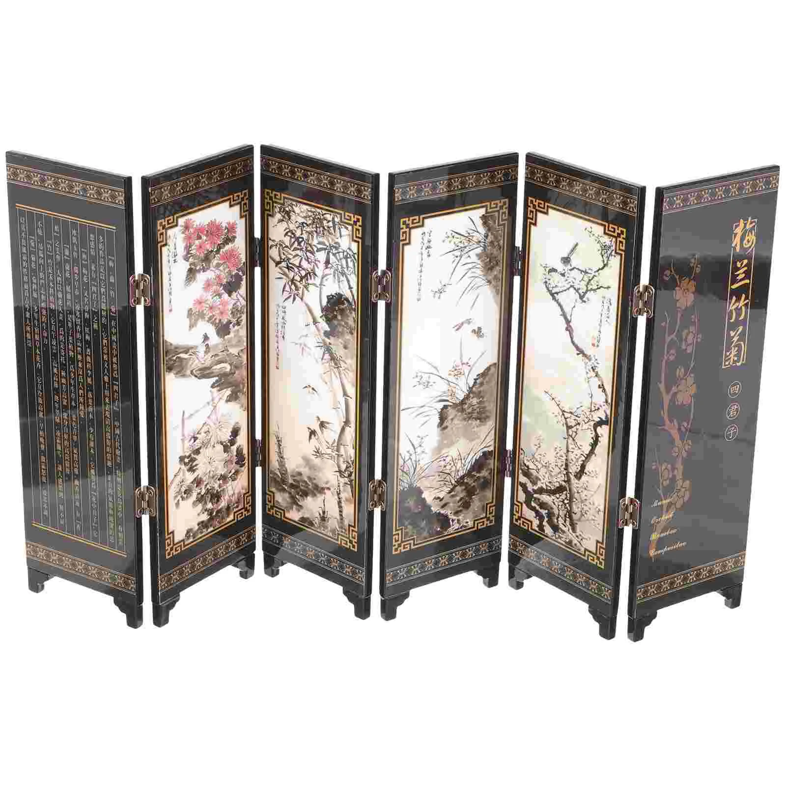 

Mini Screen Antique Folding Screen Wall Divider Decor Chinese Style Home Living Room Study Table Wall Divider Decoration