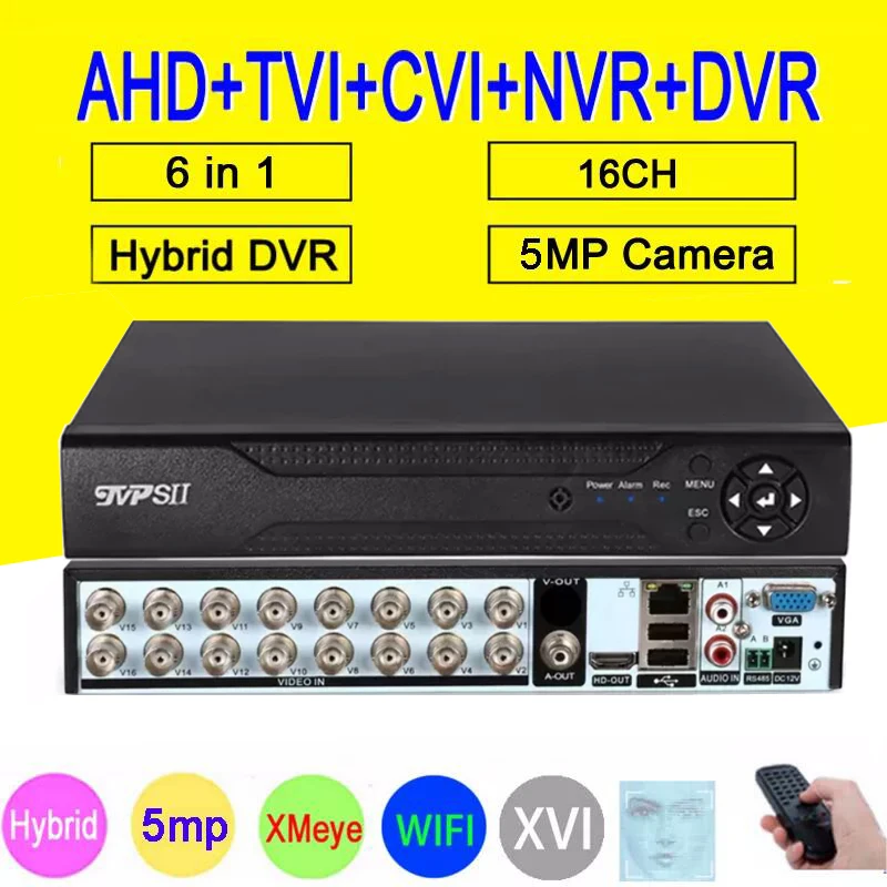 Распознавание лица XMeye H265 + 5MP 16CH 16 каналов 6 в 1 аудио Гибридный WIFI TVi CVI NVR AHD CCTV DVR видеорегистратор
Распознавание лица XMeye H265 + 5MP 16CH 16 каналов 6 в 1 аудио Гибридный WIFI TVi CVI NVR AHD CCTV DVR видеорегистратор