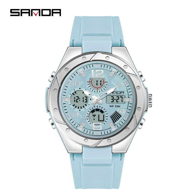 

SANDA Digital Watch Women Sport Chronograph Calendar Lady Quartz Wristwatch 50m Waterproof Female Girl Electronic Clock 6062