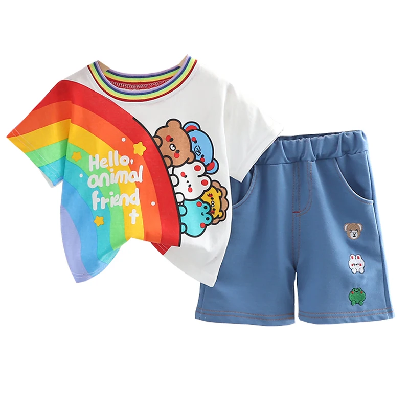 Комплекты одежды для маленьких мальчиков и девочек 2022, летний спортивный костюм для младенцев, футболка с мультяшным медведем и радужными ш... 
Комплекты одежды для маленьких мальчиков и девочек 2022, летний спортивный костюм для младенцев, футболка с мультяшным медведем и радужными ш...