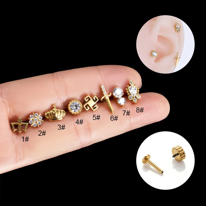 Piercing Labret G23 Titanium Internal Thread Crown CZ Lip Stud Helix Conch Cartilage Tragus Ear Nail Piercing Body Jewelry Goth
Piercing Labret G23 Titanium Internal Thread Crown CZ Lip Stud Helix Conch Cartilage Tragus Ear Nail Piercing Body Jewelry Goth