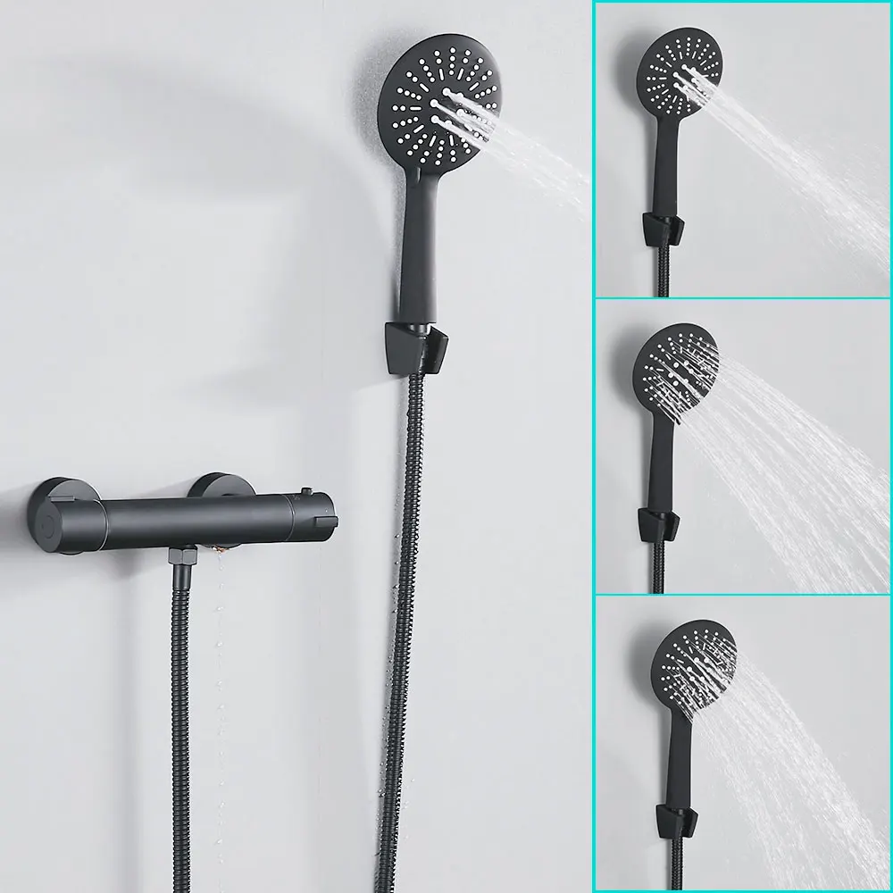 Shower Faucet Kit Modern Shower Head Set Wall Mounted Bath Faucet Kit with Thermostatic Mixer Valve Shower Head Shower Hose
Shower Faucet Kit Modern Shower Head Set Wall Mounted Bath Faucet Kit with Thermostatic Mixer Valve Shower Head Shower Hose