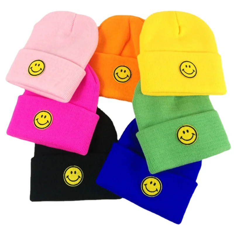 

Smile Face Beanies Hat Baby Kids Bonnet Hats for Girl Boy Beanie Chapeau Cap Gorras Para Mujer Hip Hop Caps Gorro Gorros De Lana