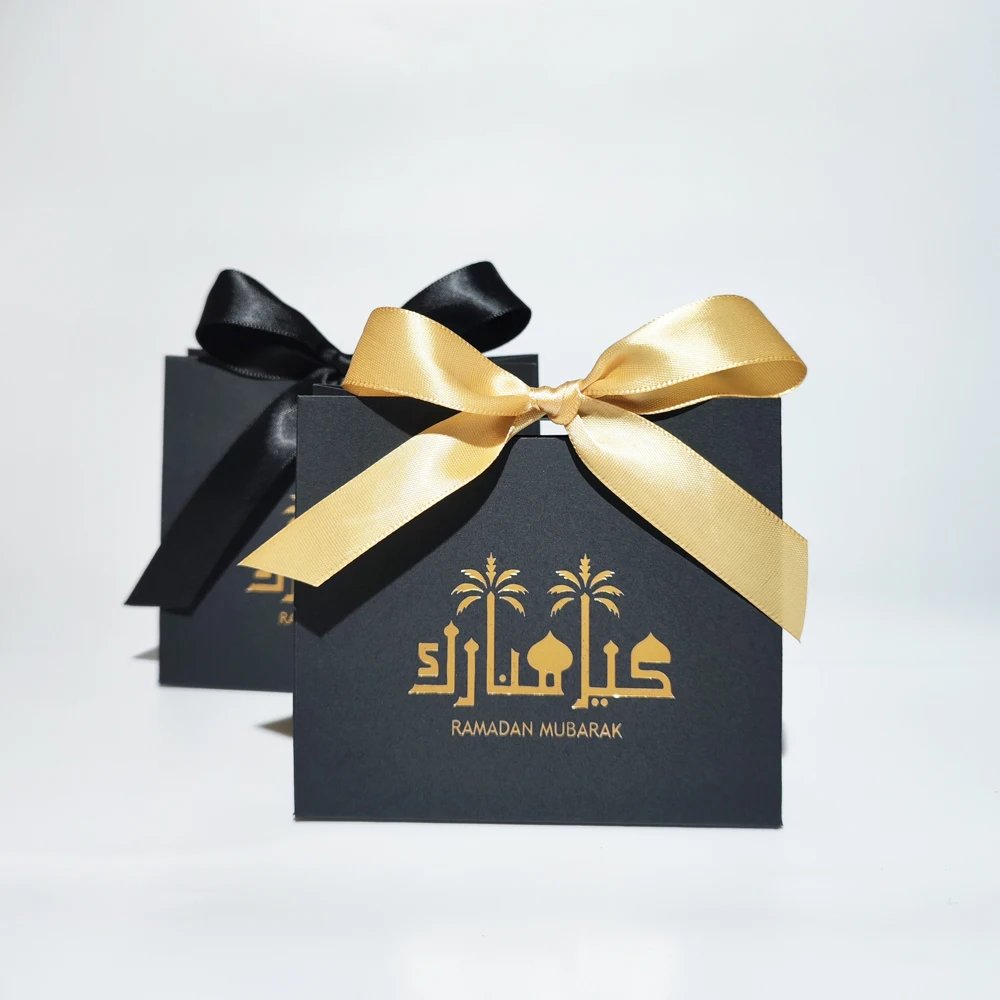 

ИД Рамадан Мубарак коробка для конфет черные подарочные пакеты Al Adha Мусульманский Исламский кареем Iftar украшение для вечеринки