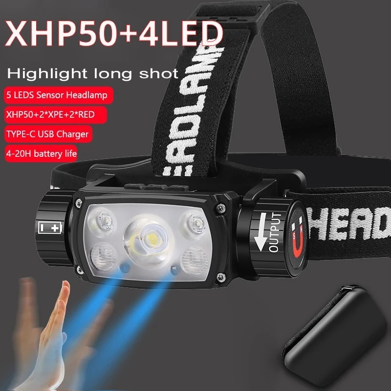 Мощный светодиодный налобный фонарь лм, фонарь с датчиком XHP50, фонарь с магнитной работой, налобный фонарь для кемпинга, бега, верховой езды
Мощный светодиодный налобный фонарь лм, фонарь с датчиком XHP50, фонарь с магнитной работой, налобный фонарь для кемпинга, бега, верховой езды