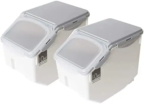 Rice Storage Bin Food Containers Set Leak Proof Locking Lid, Large Storage Boxes Plastic Cereal Food 15kg(18L), Grey,2packs
Rice Storage Bin Food Containers Set Leak Proof Locking Lid, Large Storage Boxes Plastic Cereal Food 15kg(18L), Grey,2packs