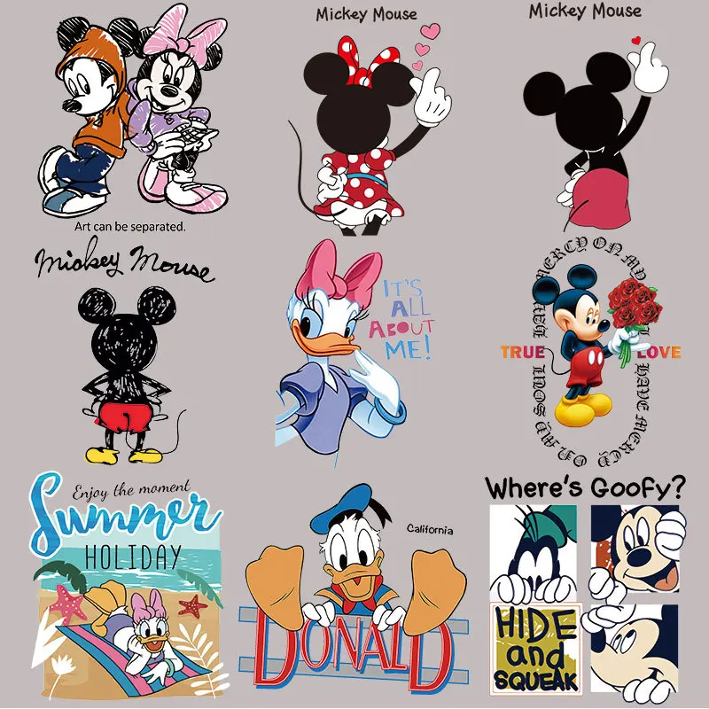 

Mickey Mouse Patches for Clothing Minnie Heat Transfer Stickers for T-Shirt Iron on Patches for Clothes for Boys and Girls Kawii