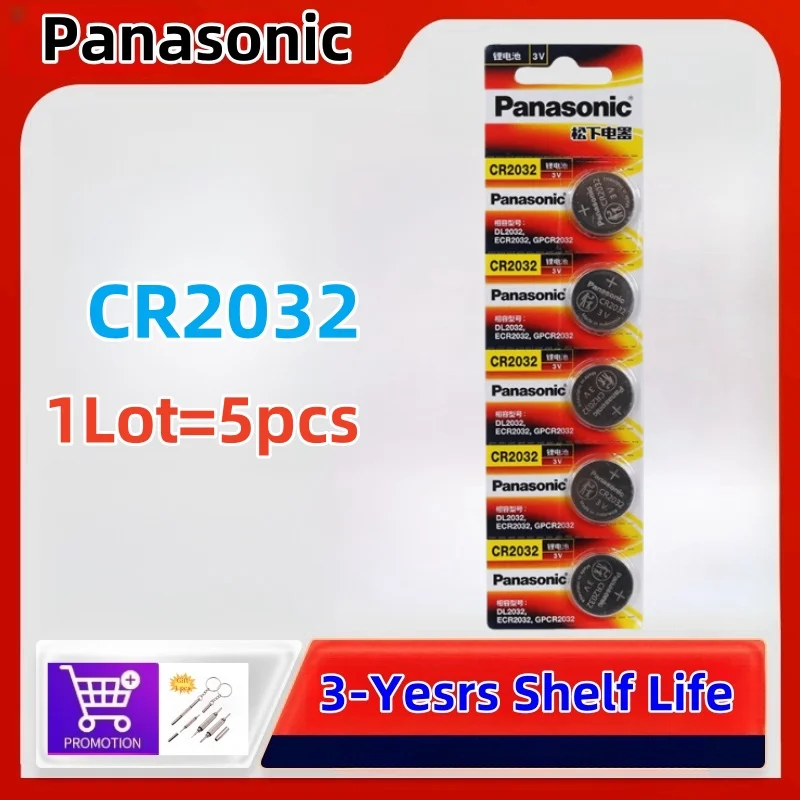 5 шт. оригинальная литиевая батарея PANASONIC CR2032 CR 2032 3 В для часов калькулятора