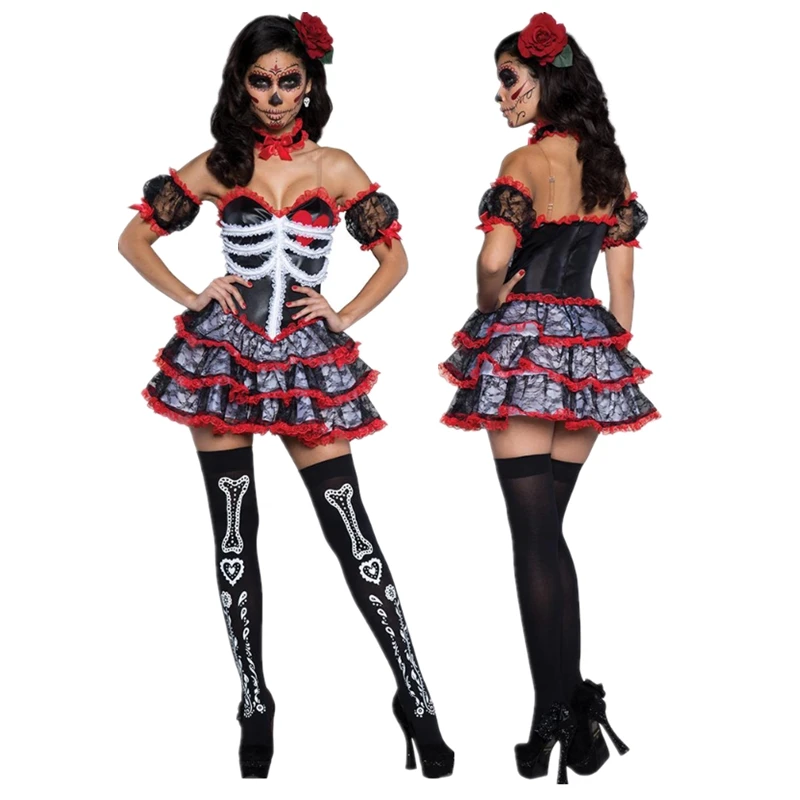 Halloween Zombie Skull Dead Bride Costume for Adult Women Carnival Party Fancy Vampire Cosplay Outfit
Halloween Zombie Skull Dead Bride Costume for Adult Women Carnival Party Fancy Vampire Cosplay Outfit