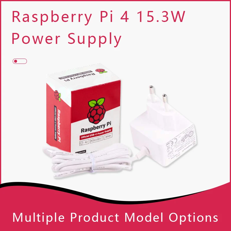 Raspberry Pi 15.3W USB-C Power Supply The official and recommended USB-C power supply for Raspberry Pi 4B
Raspberry Pi 15.3W USB-C Power Supply The official and recommended USB-C power supply for Raspberry Pi 4B