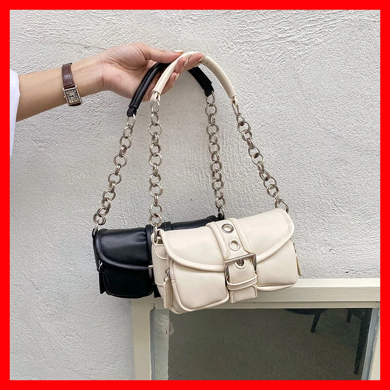 Vintage Women's Chain Shoulder Bags Solid Color Cool Girls PU Leather Ladies Underarm Bags Fashion Handbags Wallets Handbags
Vintage Women's Chain Shoulder Bags Solid Color Cool Girls PU Leather Ladies Underarm Bags Fashion Handbags Wallets Handbags